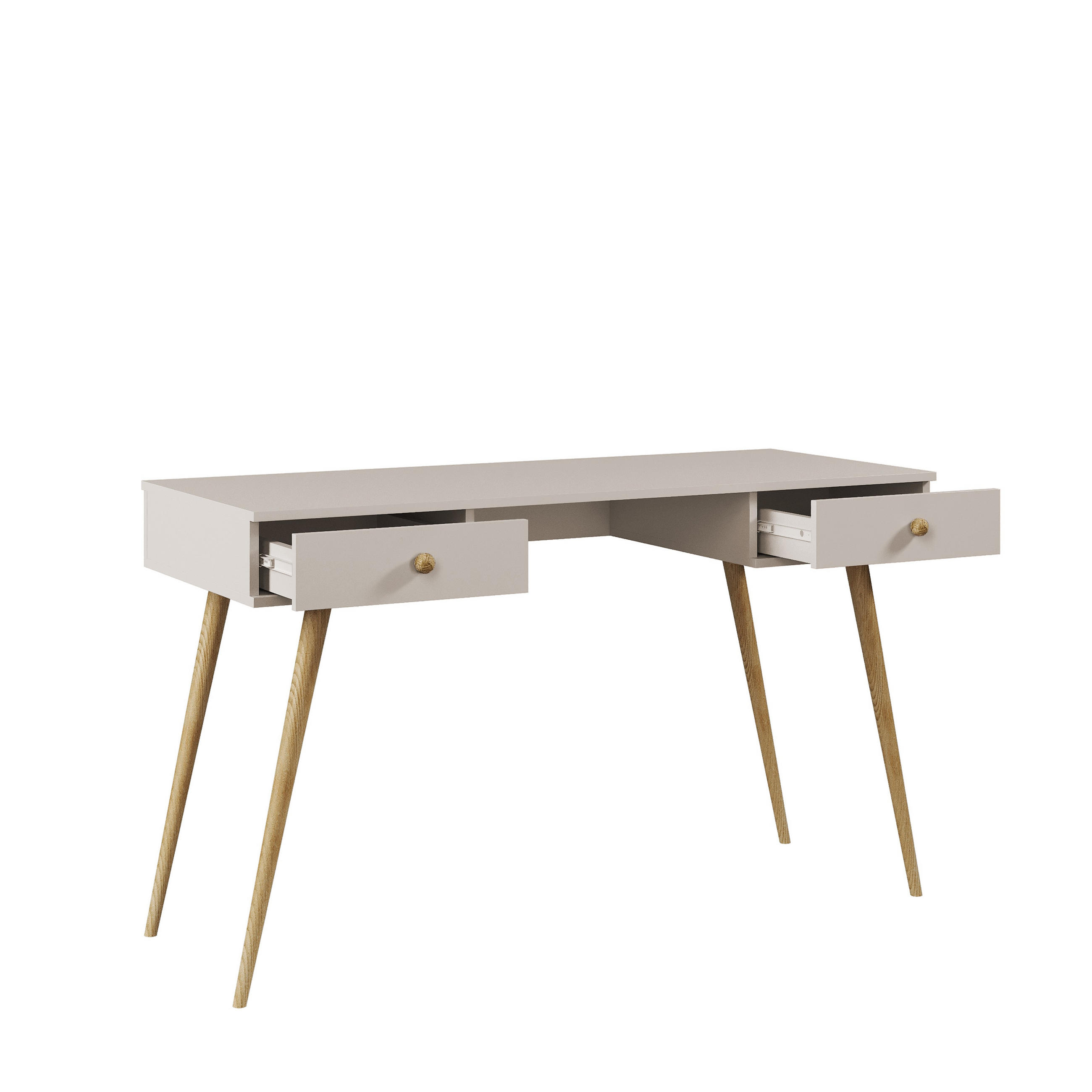 SCHREIBTISCH Ikon Kaschmir, mit Schubladen - Kaschmir/Beige, Holz/Holzwerkstoff (54/135/79cm) - Bettso