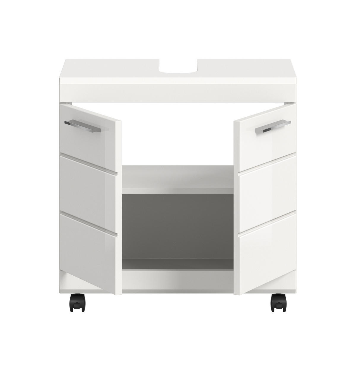 WASCHBECKENUNTERSCHRANK auf Rollen SCOUT (B/H/T: ca. 60/60/34 cm) in Weiß/weiß hochglanz - Weiß, Holzwerkstoff (60/60/34cm)