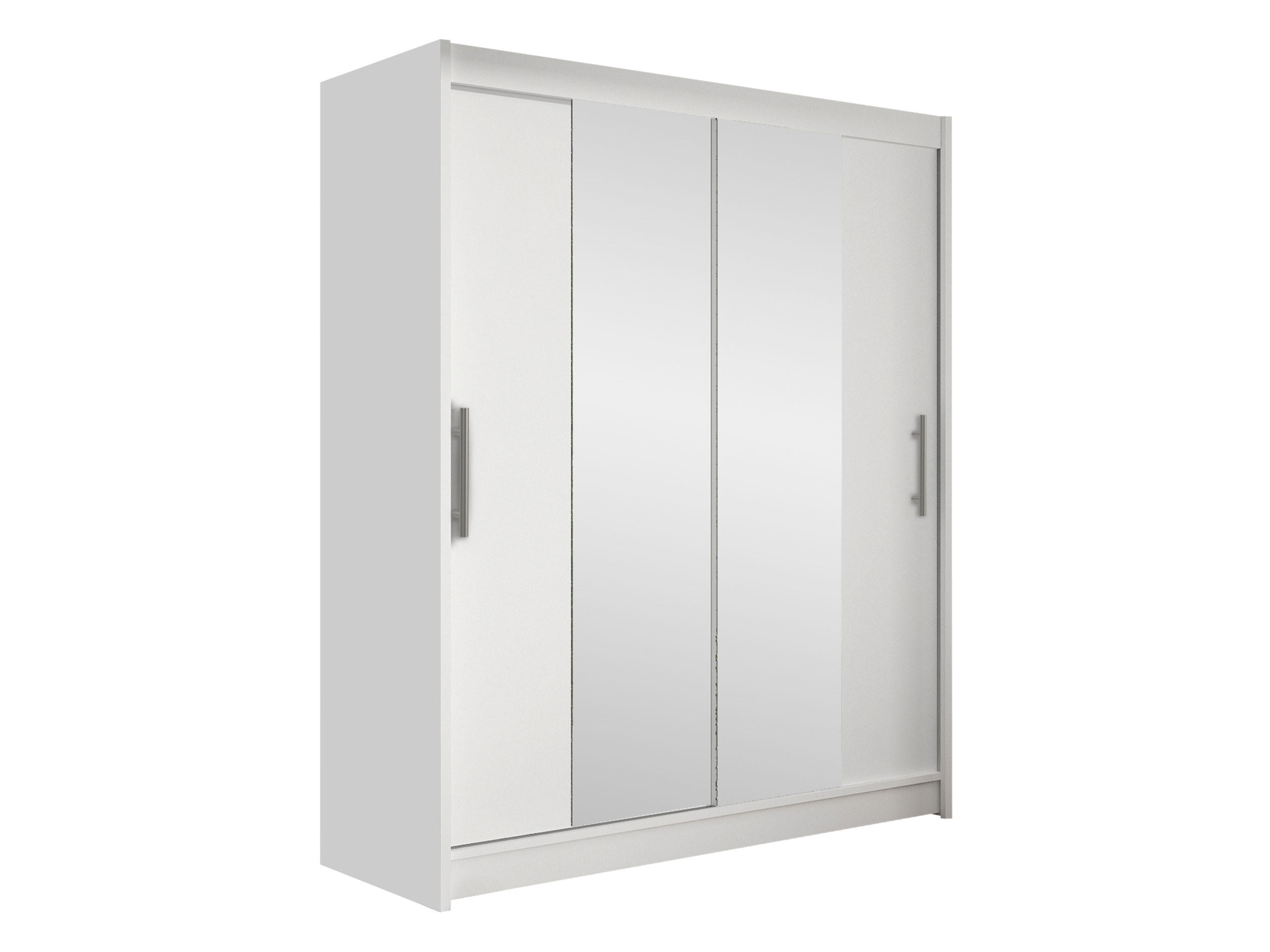SCHWEBETÜRENSCHRANK Westa II - Silberfarben/Weiß, Holzwerkstoff/Metall (150/200/58cm) - MIRJAN24