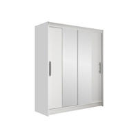 SCHWEBETÜRENSCHRANK Westa II - Silberfarben/Weiß, Holzwerkstoff/Metall (150/200/58cm) - MIRJAN24