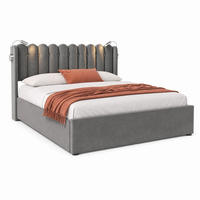 BETT mit Stauraum 140x200 cm Samt Grau mit USB und Leselicht - Grau, Metall (140/200cm) - Meubliv