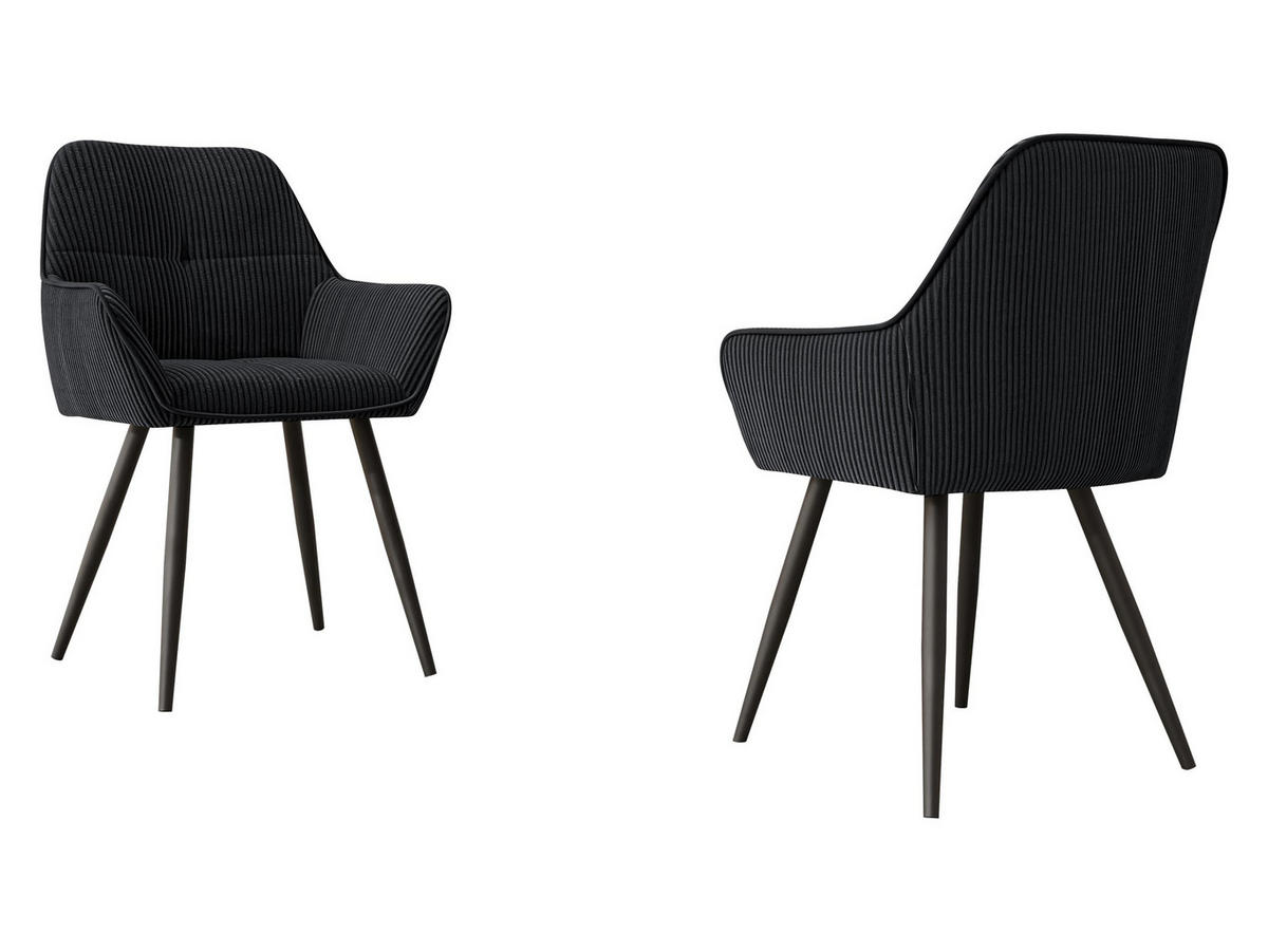 STUHL 2er-Set Archon (2 Stück) - Schwarz, Textil/Metall (64/86/61cm) - MIRJAN24