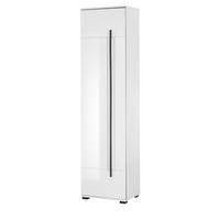 SCHUHSCHRANK weiß Hochglanz 50 x 200 cm, Stauraumschrank mit 6 Fächern - Weiß Hochglanz/Schwarz, Holzwerkstoff/Kunststoff (50/200/39cm) - Furn.Design