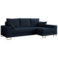 ECKSOFA Dorian Boucle Dunkelblau - Goldfarben/Dunkelblau, Textil/Metall (242/138cm) - MKS