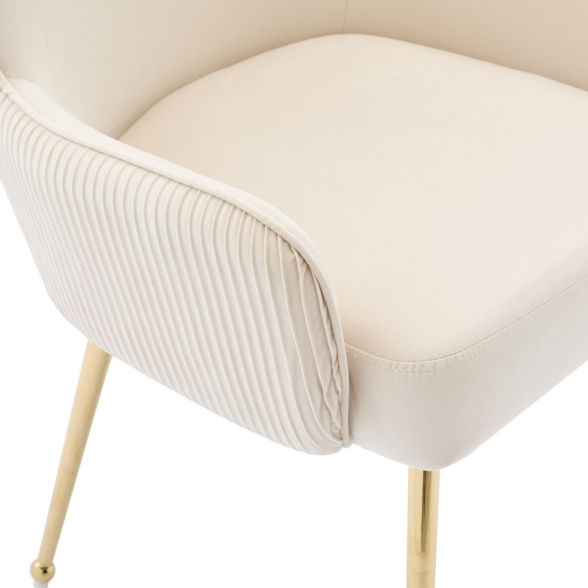 ESSZIMMERSTUHL mit Armlehnen 6er-Set Samt Beige/Gold - Beige, Metall (53/83/57cm) - Meubliv