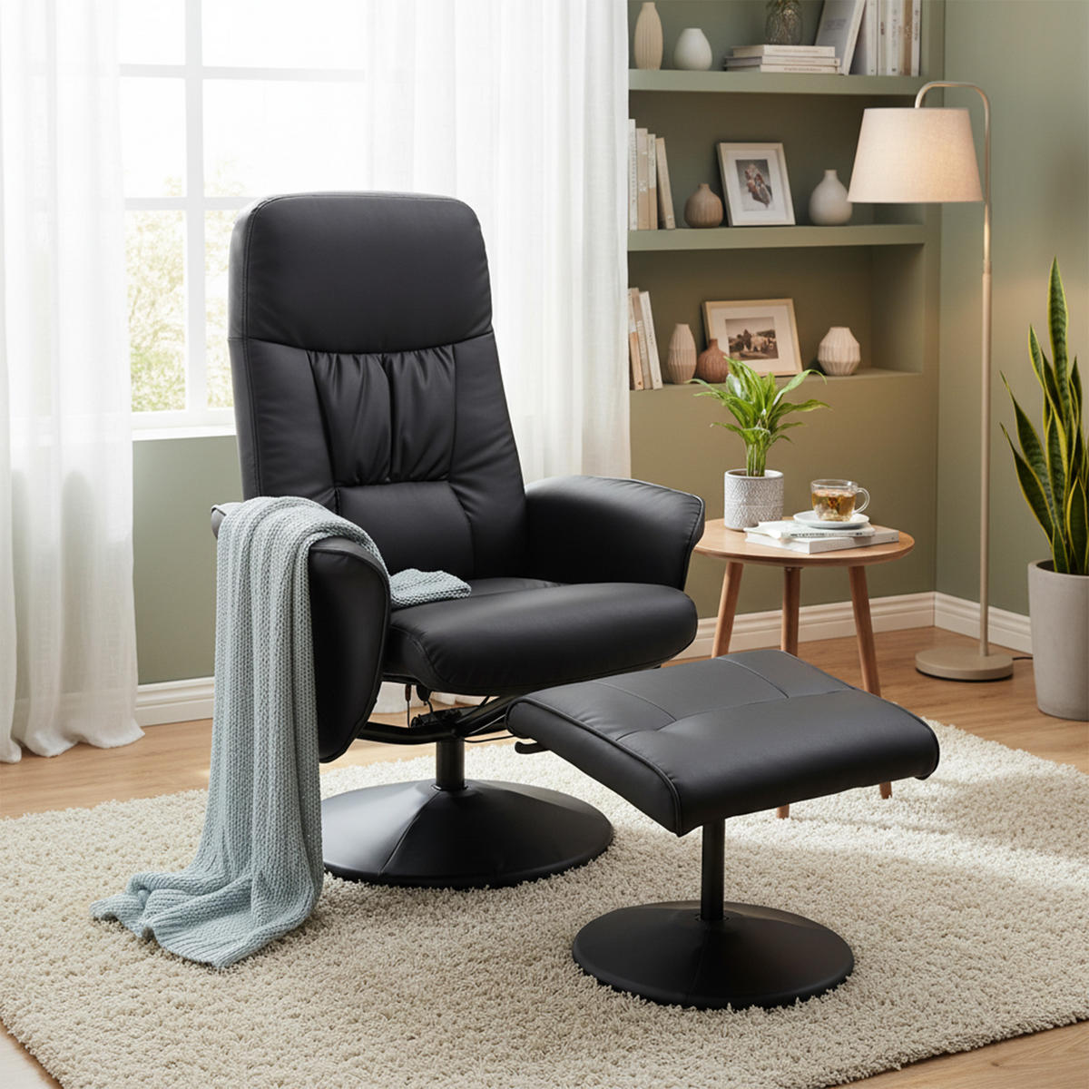 RELAXSESSEL Massagesessel mit Liegefunktion Fußhocker Stauraum TV-Sessel Schwarz - Schwarz, Kunststoff/Metall (81/105/76cm) - HOMCOM