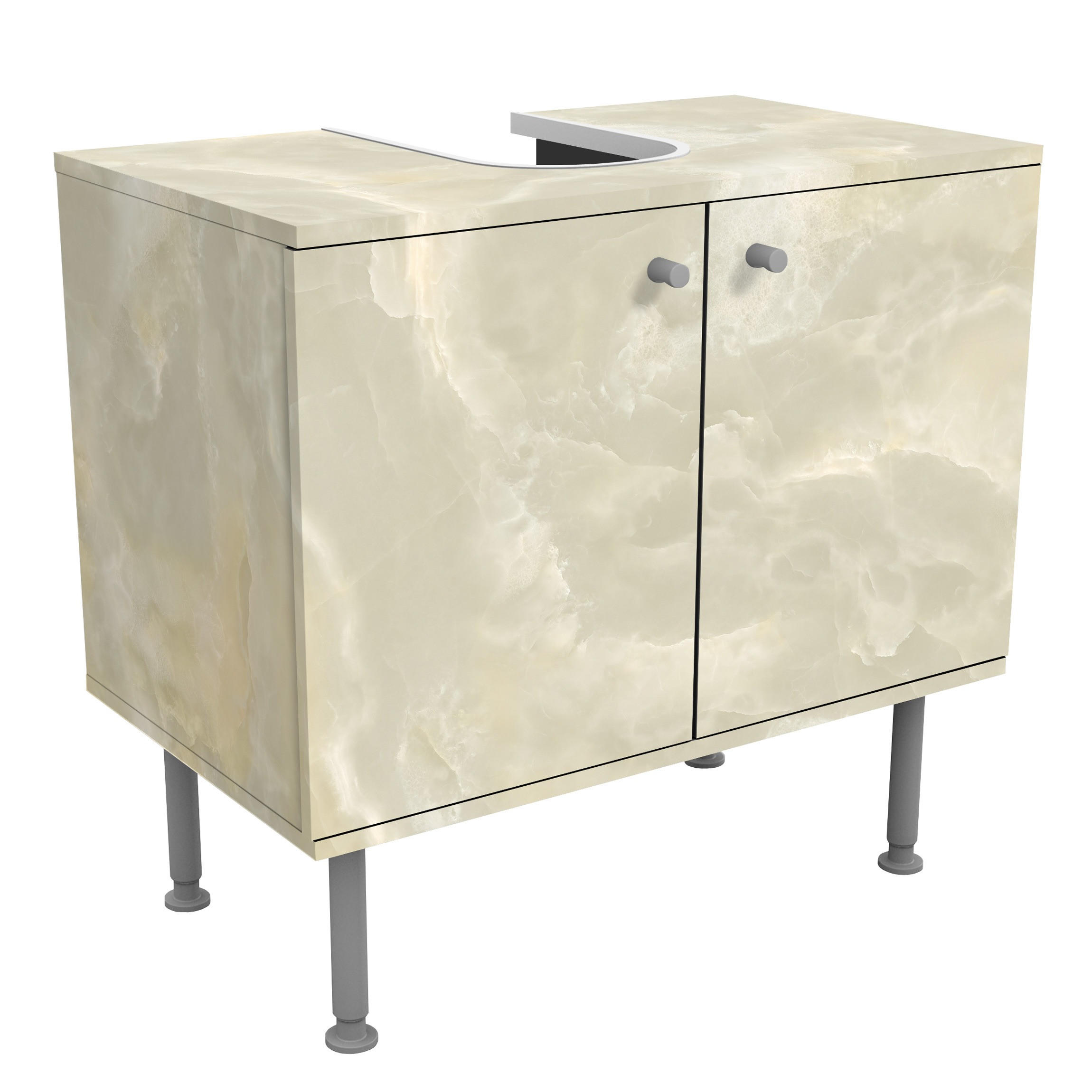 WASCHBECKENUNTERSCHRANK Onyx Marmor Creme 60/55/35 cm - Beige, Holzwerkstoff (60/55/35cm) - Bilderwelten