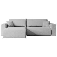 ECKSOFA mit Schlaffunktion und Bettkasten ORRO-L - 272x145x83 cm Hellgrau Bouclé - Hellgrau/Schwarz, Holzwerkstoff/Kunststoff (272/145cm) - ALTDECOR