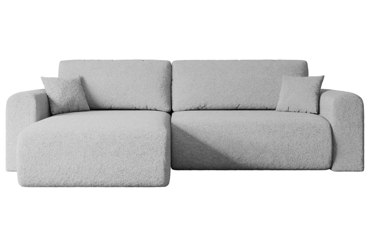 ECKSOFA mit Schlaffunktion und Bettkasten ORRO-L - 272x145x83 cm Hellgrau Bouclé - Hellgrau/Schwarz, Holzwerkstoff/Kunststoff (272/145cm) - ALTDECOR
