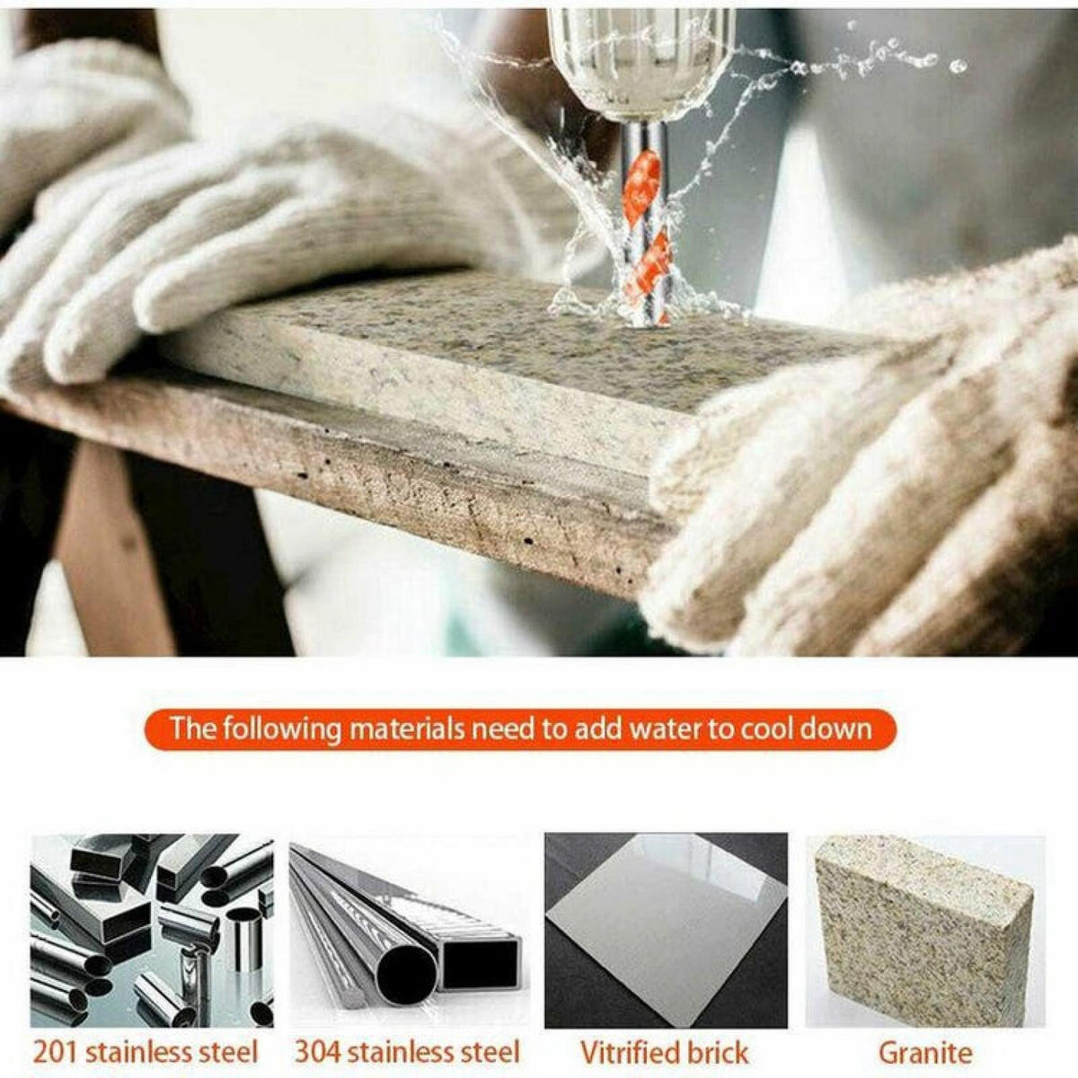 BOHRER - dreieckiger Schaft, 5-teiliges Set (6/6/8/10/12 mm), geeignet für Beton, Ziegel, Glas und Kunststoff. - Orange, Metall (10/10/1cm) - DCA