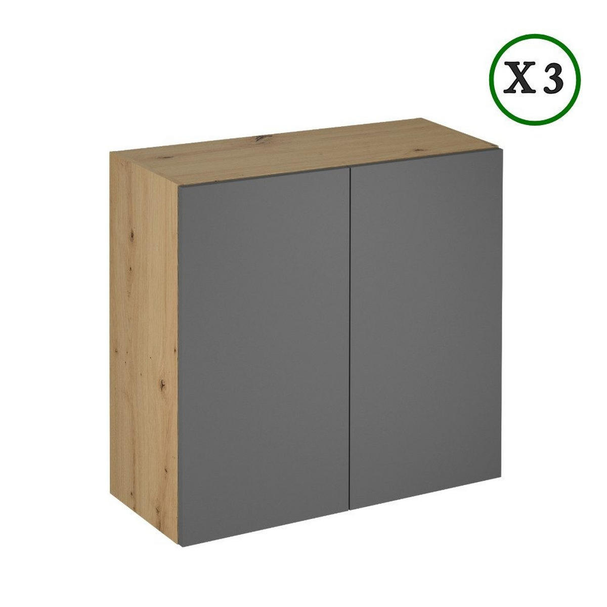 KÜCHENZEILE 360 cm - Langen K72-M360 in Grau/Matt - Schwarz/Grau, Holz/Metall (360/248/58cm)