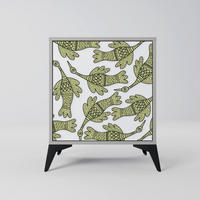 SIDEBOARD SEEDLING SONGBIRD, Grau, 57,5x42x70,5 cm, Schwarze Metall-Sternfüße - Multicolor/Schwarz, Holzwerkstoff/Metall (57.5/70.5/42cm) - SpaceRebels