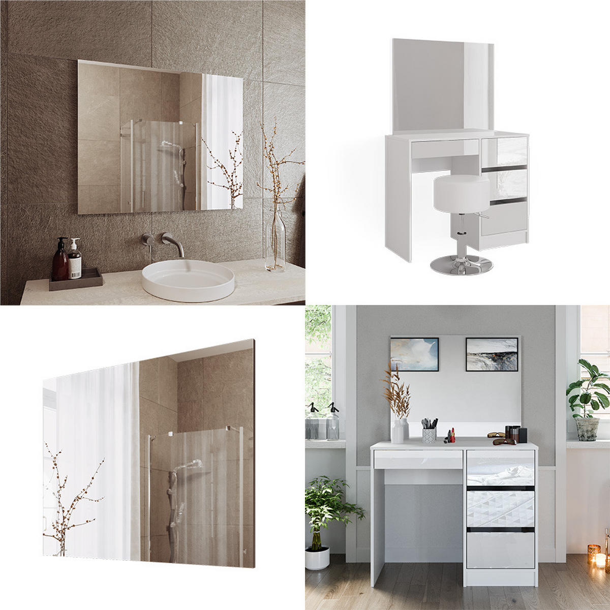 BADEZIMMERSPIEGEL Viola Weiß 80 x 65 cm - Weiß, Glas (2/65/80cm) - Vicco