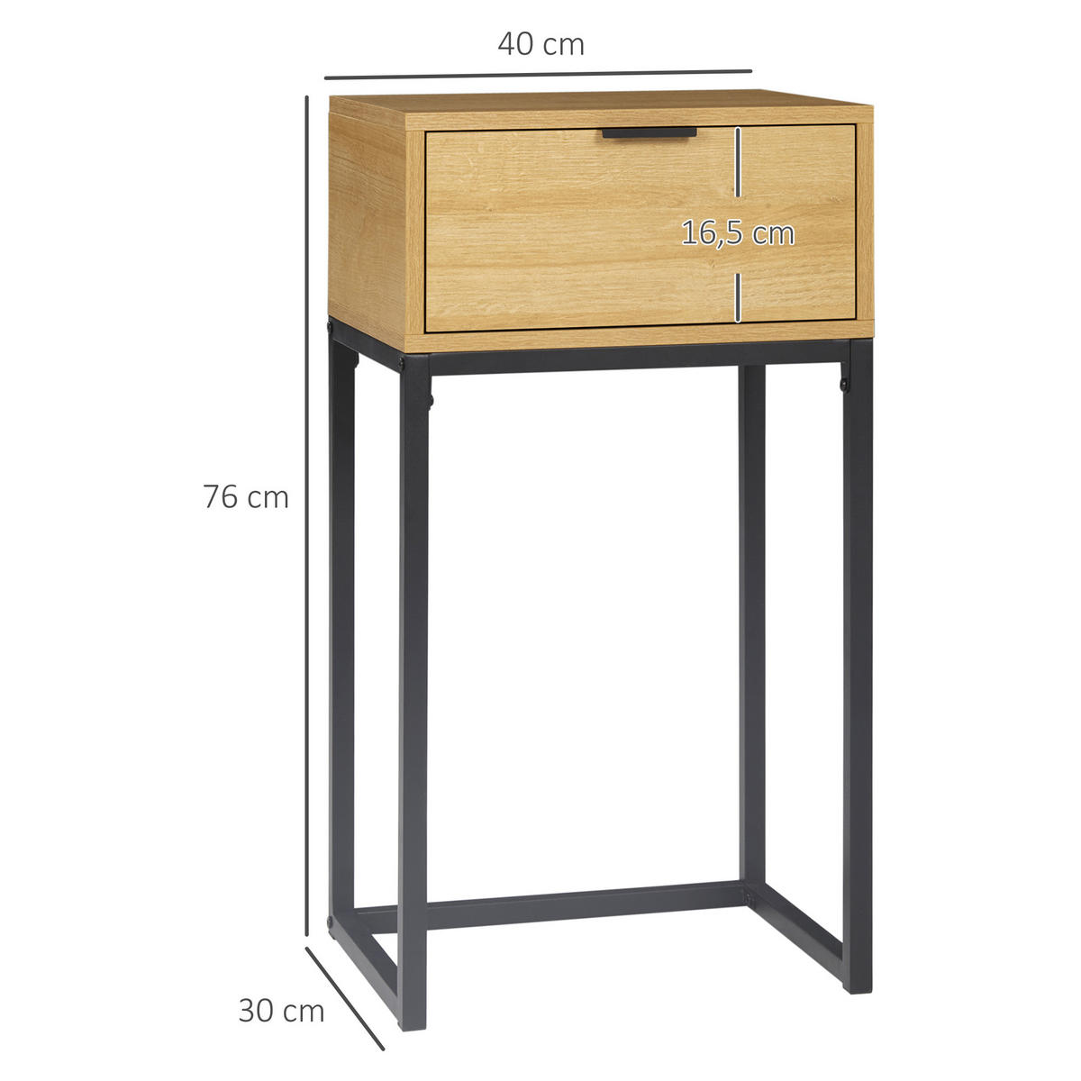 KONSOLENTISCH Naturholz Melamin in Holzoptik Stahl 1 Stück - Beige, Kunststoff (40/30/76cm) - GiPP