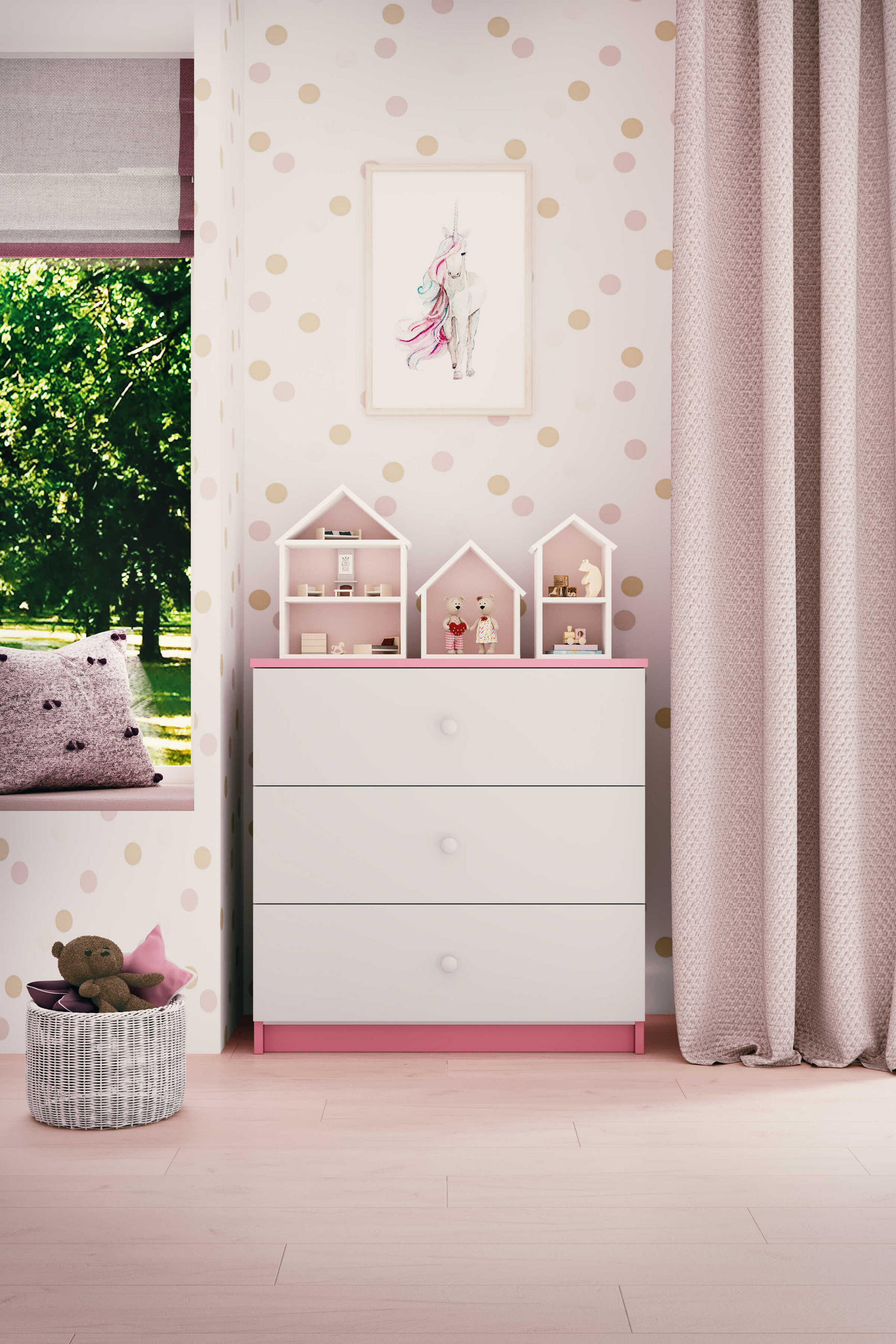 KOMMODE Babydreams ohne Muster 81/81/41 - Rosa, Holzwerkstoff (81/81/41cm) - RAUMHIRSCH FURNITURE