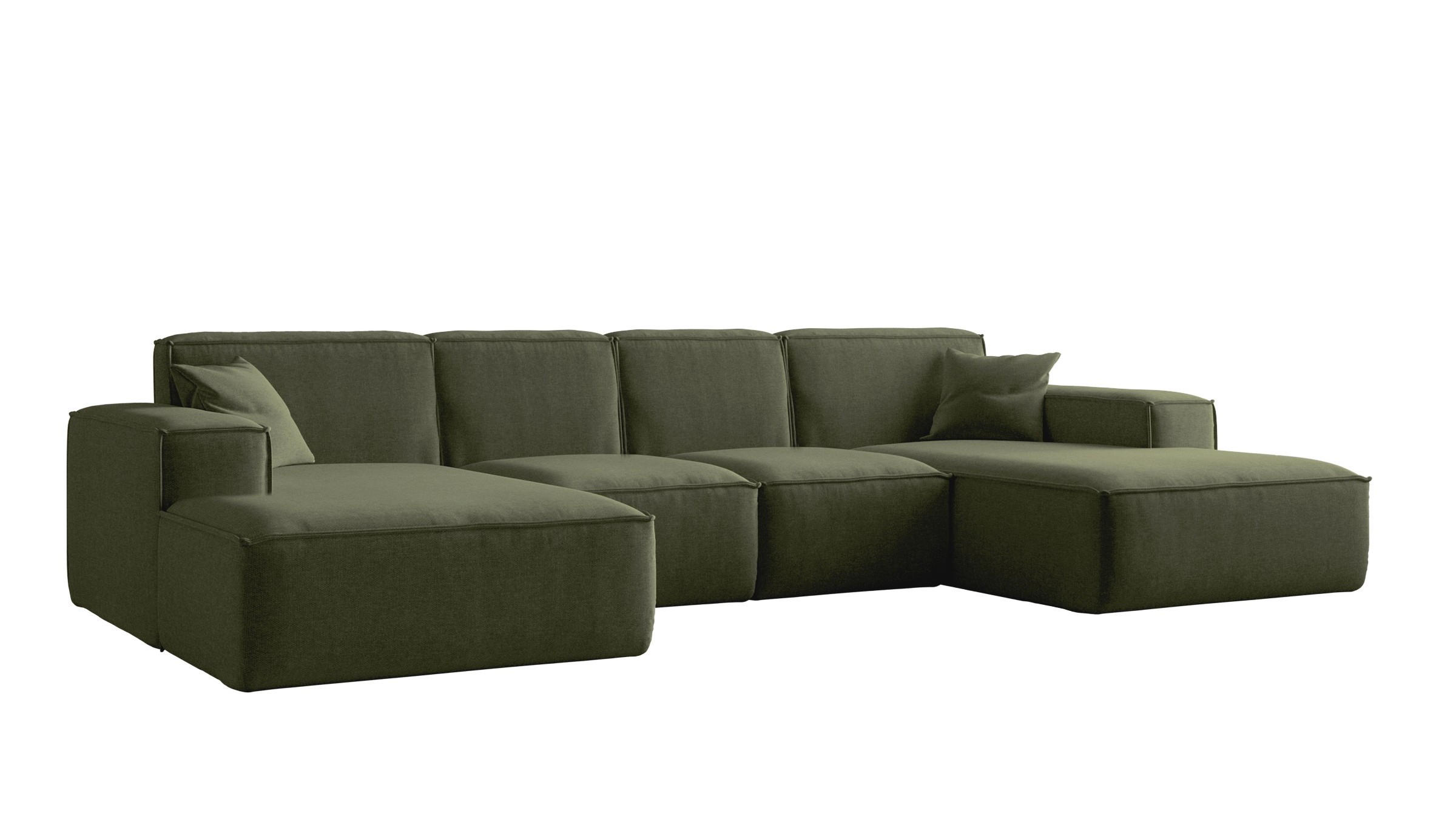 ECKSOFA U-Form Siena mit Stoff Maloy Grün - Grün, Holz (344/165cm) - Kaiser Möbel