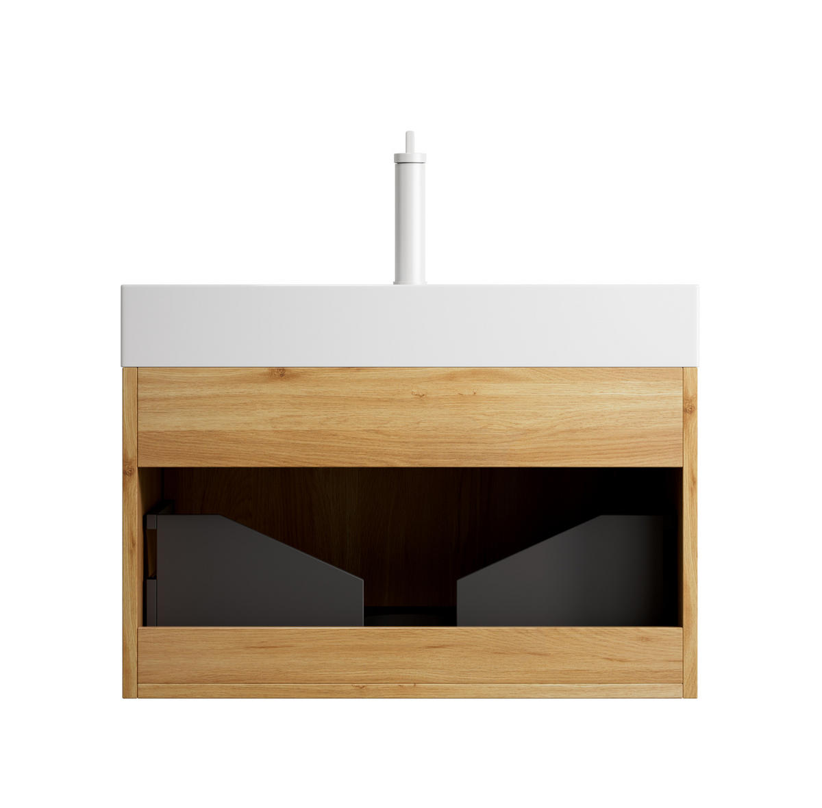 WASCHTISCHKOMBI 70 cm in Eicheoptik mit LED-Schublade und Soft-Close - Naturfarben, Kunststoff (70/50/46cm) - BEAOK
