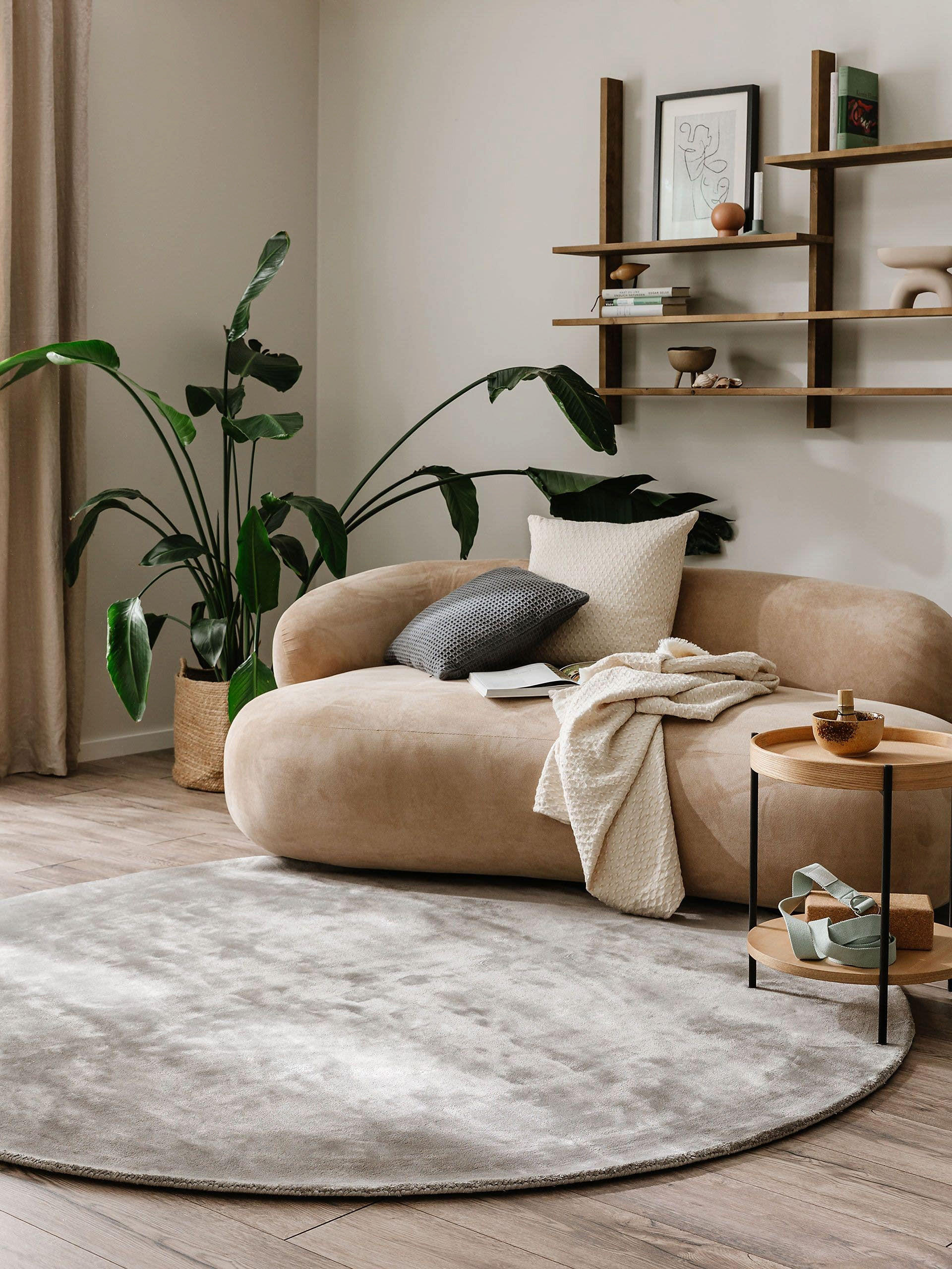 VISKOSETEPPICH rund Nela Grau ø 200 cm rund - Grau, Textil (200/200cm) - benuta Pure