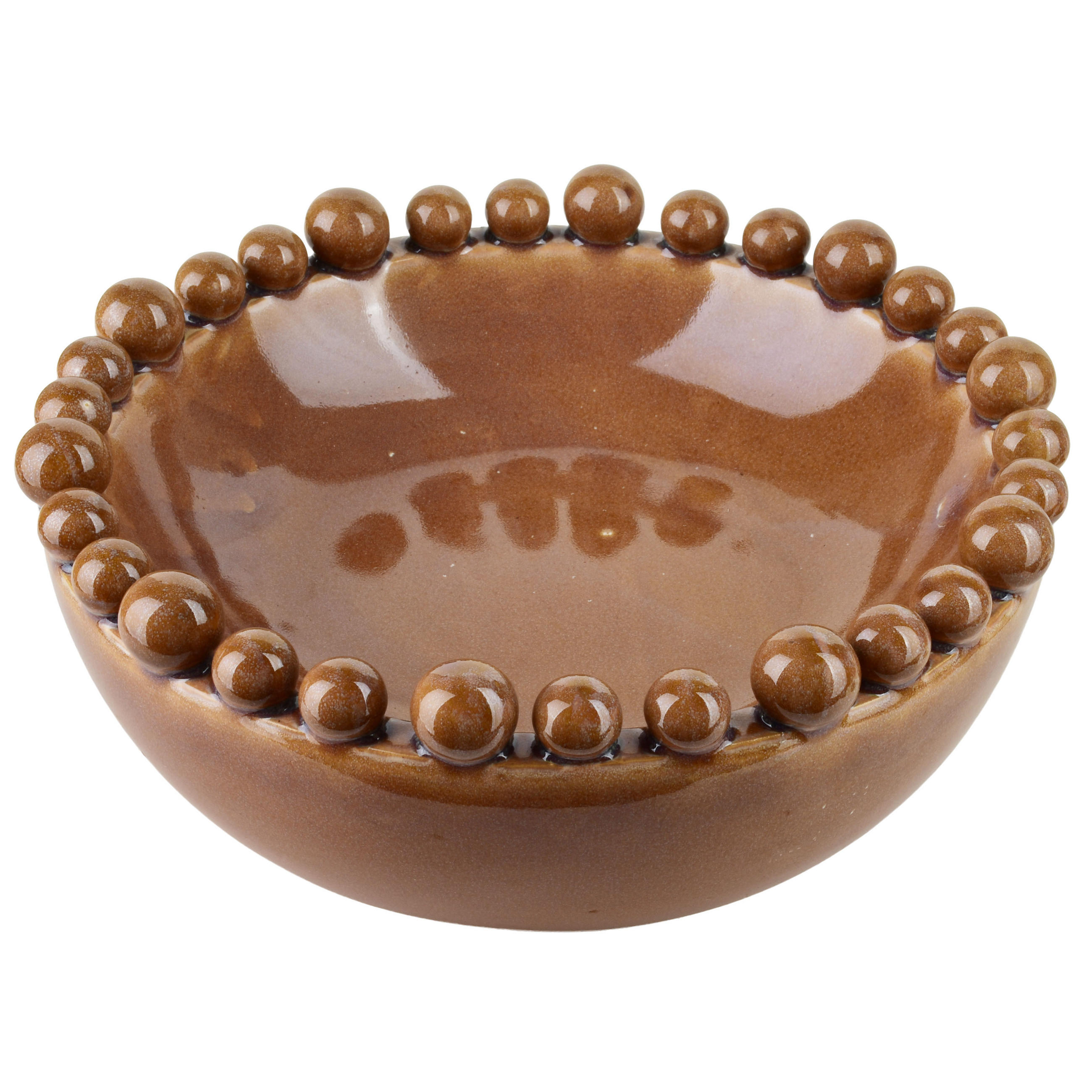 DEKOSCHALE Yarine brozne 20/20/8 cm Keramik - Braun, Kunststoff (8cm) - Mondex