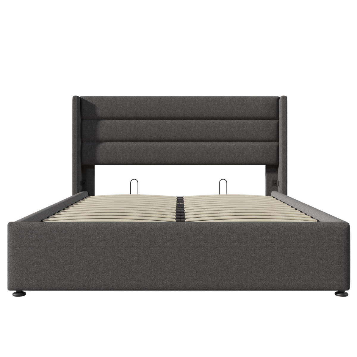 TAPECIRANI krevet 140/200 cm sivi od lana s hidrauličnim spremištem - siva, tekstil (140/200cm) - OKWISH