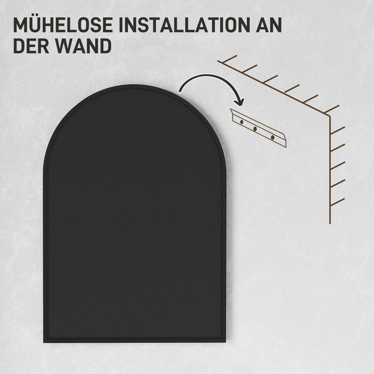 BADSPIEGEL 50 x 70 cm Spiegel mit Splitterschutzfolie, Schwarz - Schwarz, Glas (3/70/50cm) - HOMCOM