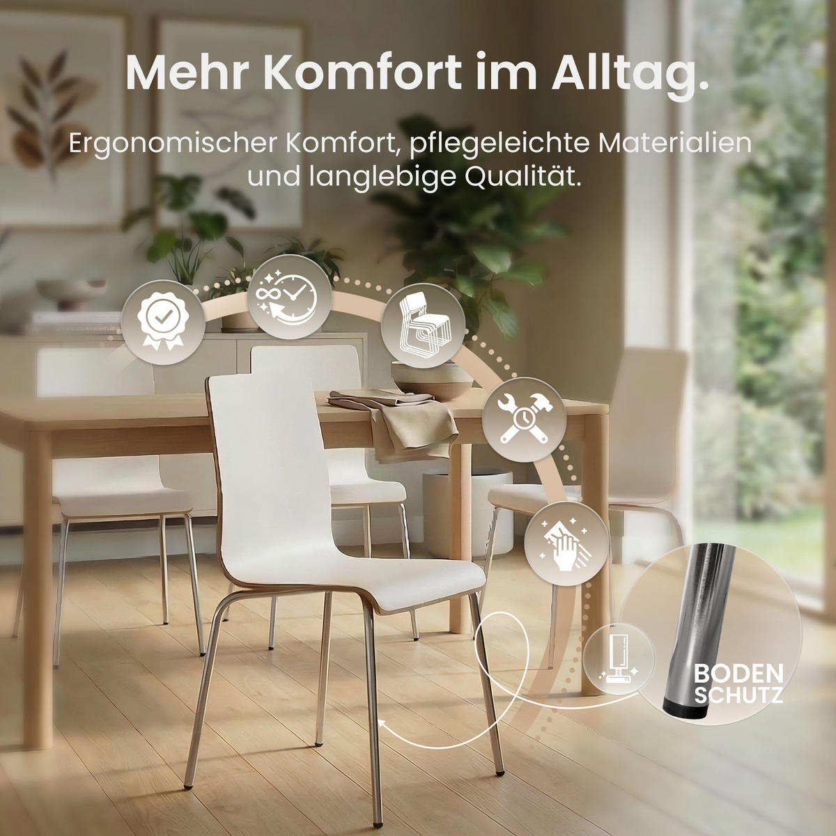 STUHL Holz Weiß - Weiß, Holz/Metall (49/85/49cm) - CLP