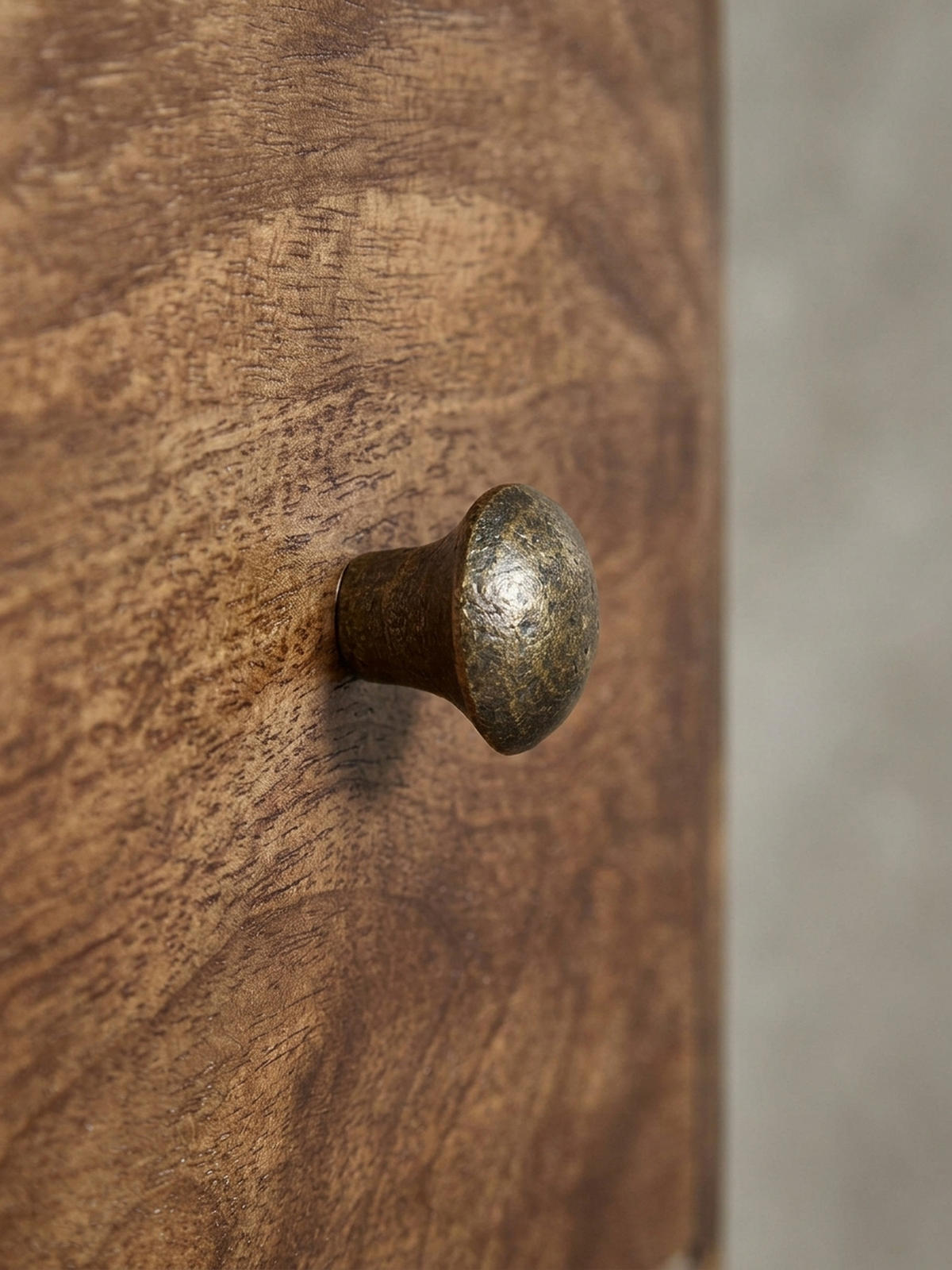 NACHTTISCH – Mango Massivholz/Metall, 1 Schublade, Industrial-Stil - Goldfarben/Braun, Holz/Metall (40/75/35cm) - KADIMA DESIGN