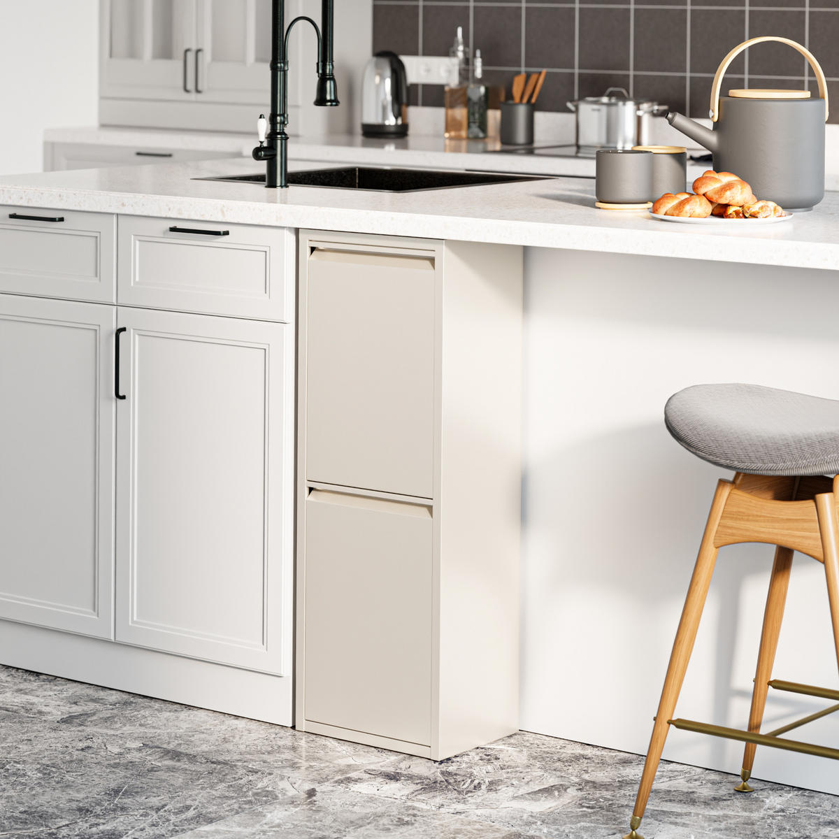 SKŘÍŇ NA ODPADKY Sollentuna - krémová, kov/plast (33/93/25cm) - [en.casa]