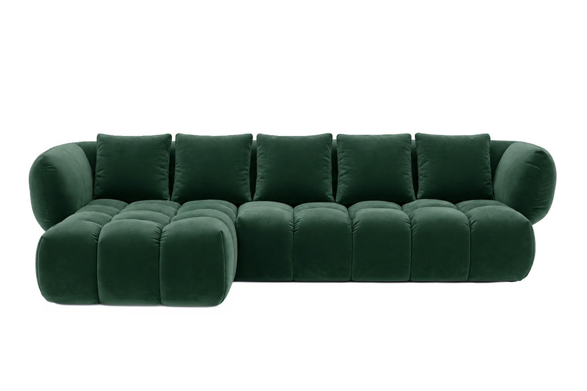 ECKSOFA L-Form, Veloursstoff Bluvel, Grün, Links, SEVIO L - Grün, Holz (242/175cm) - Kaiser Möbel