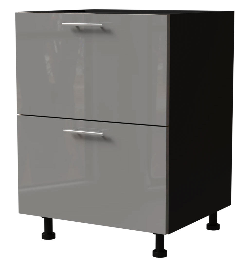 Feldmann-Wohnen Schubladenunterschrank Grau, Schwarz 60x82x50 cm