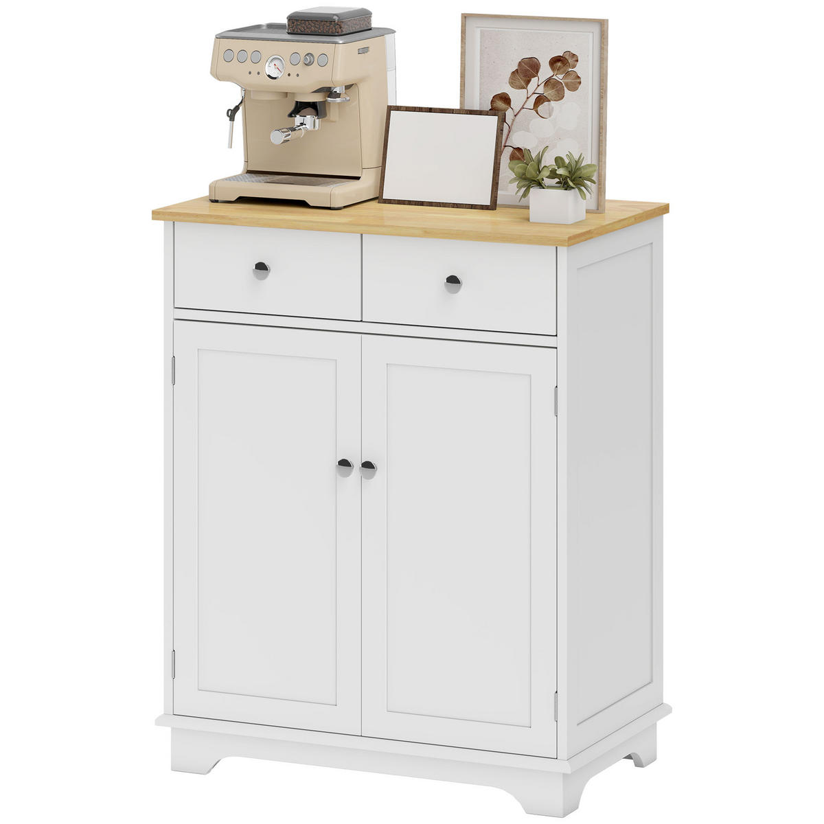 SIDEBOARD DE-10997 2 Türen Weiß/Naturholz - Weiß, Holzwerkstoff (68/85/40.3cm) - ComfortXL