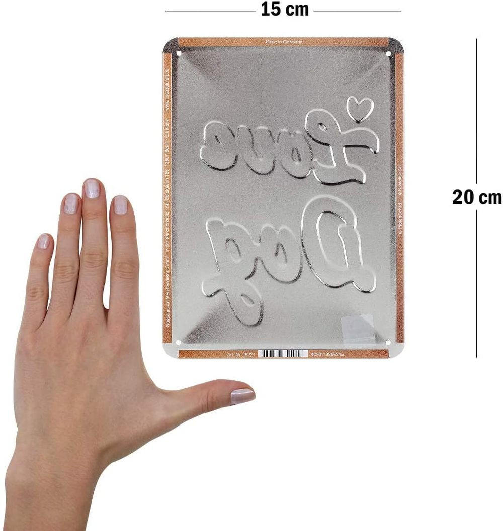 BLECHSCHILD 15/20 cm PfotenSchild Love Dog - Multicolor, Metall (15/20/0.5cm) - Nostalgic-Art