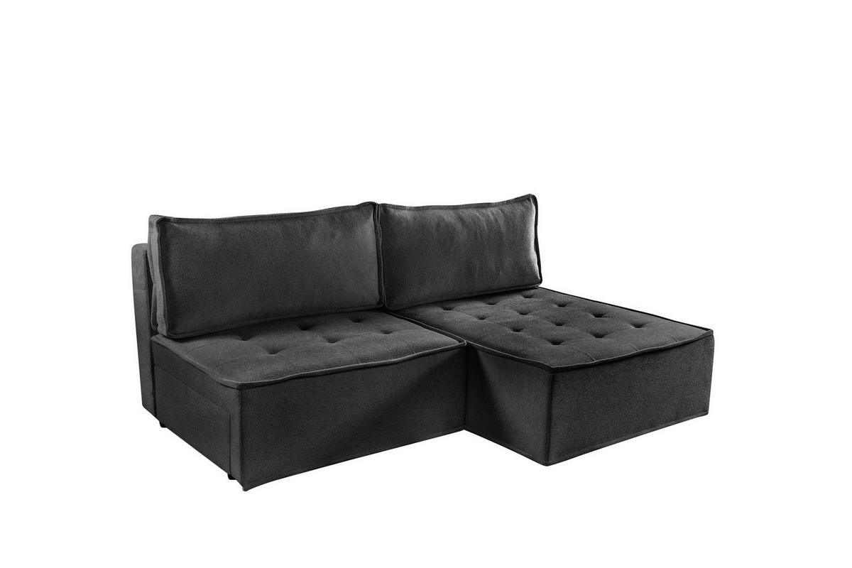 ECKSOFA Schlafsofa Amalia In Raven - Anthrazit, Holzwerkstoff/Textil (200/140cm) - Fun Möbel