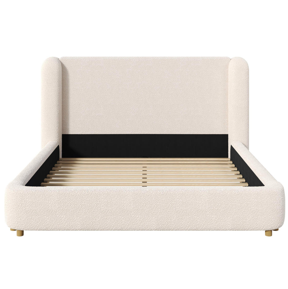 POLSTERBETT mit Bouclé-Bezug 180x200 cm Beige mit Lattenrost und abnehmbarem Kopfteilbezug - Beige, Textil (180/200cm) - Modfu
