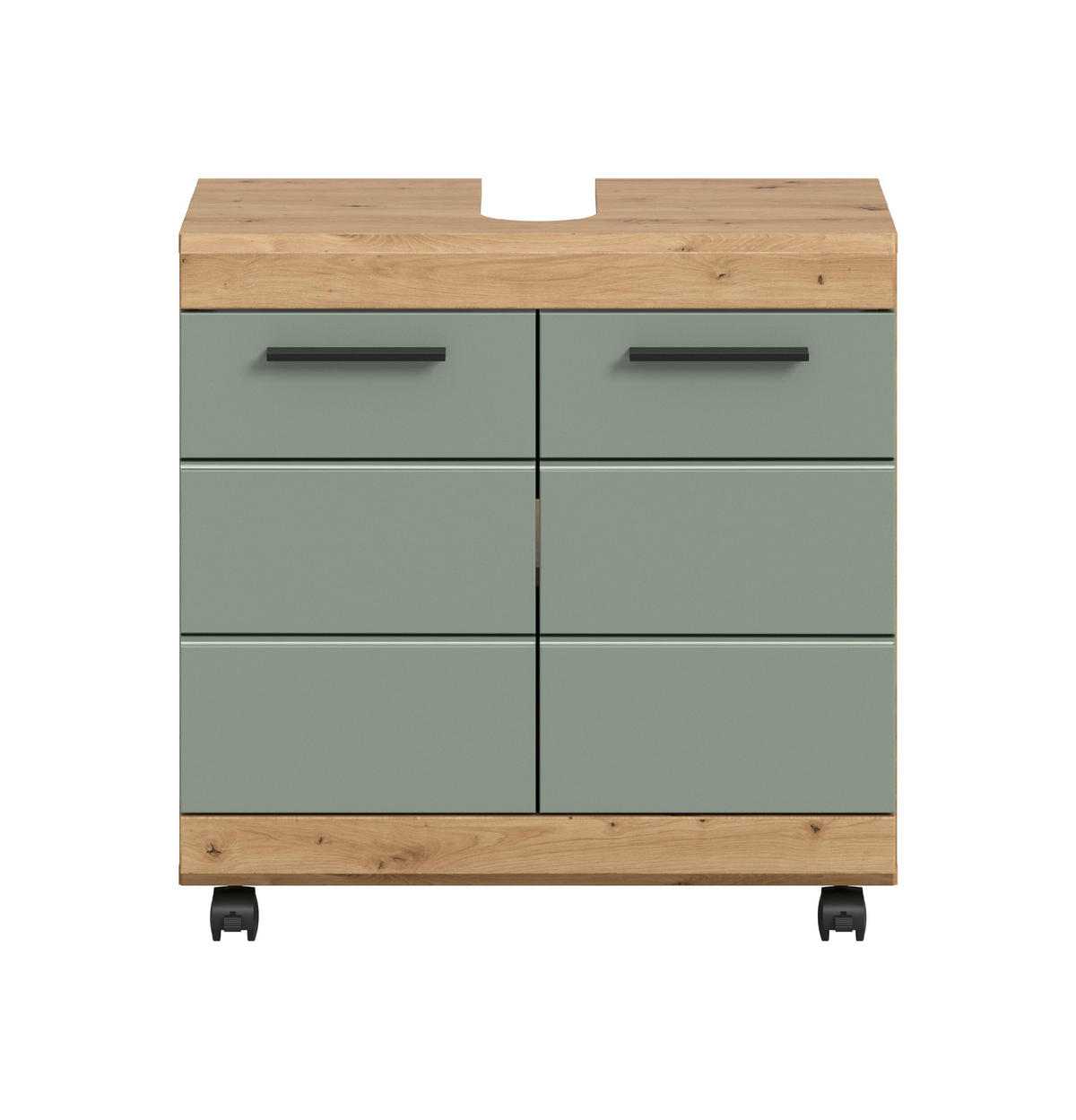 WASCHBECKENUNTERSCHRANK AUF ROLLEN Scout Salbei 60/34/60 cm - Eiche Artisan, Holzwerkstoff (60/60/34cm) - Xonox