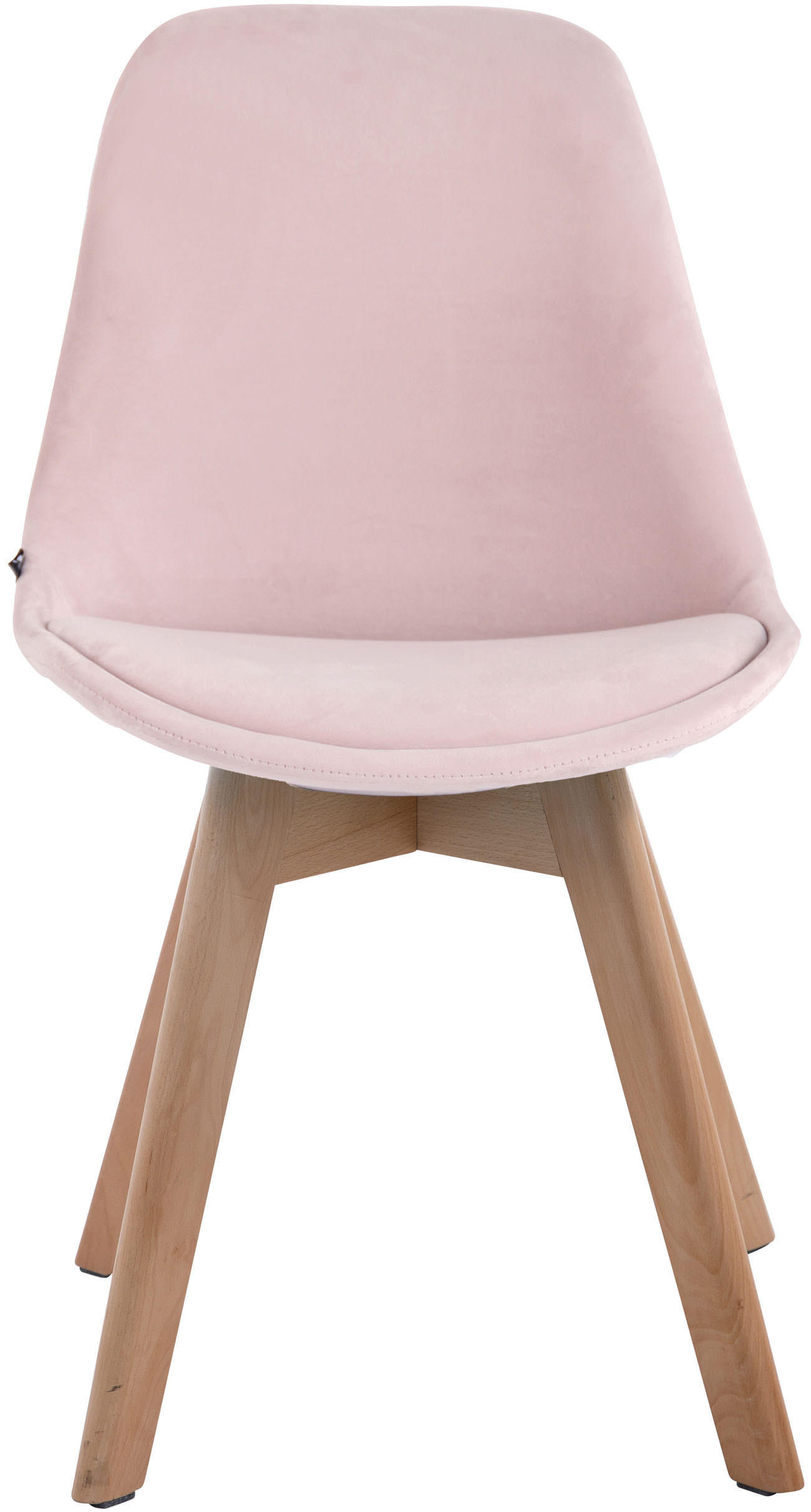 STUHL Samt pink - Pink/Eukalyptusholzfarben, Holz/Textil (48/84/55cm) - CLP