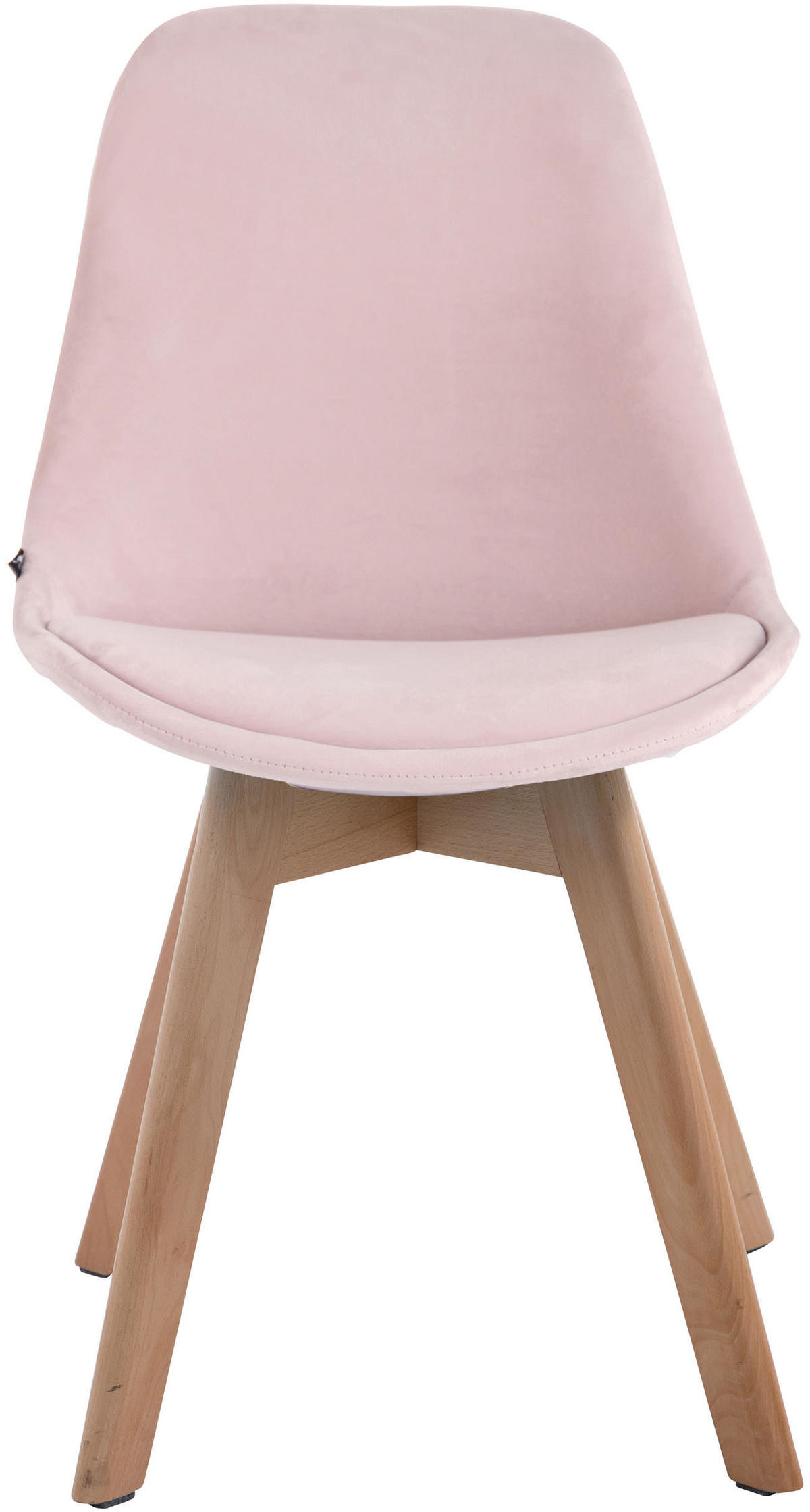 STUHL Samt pink - Pink/Eukalyptusholzfarben, Holz/Textil (48/84/55cm) - CLP
