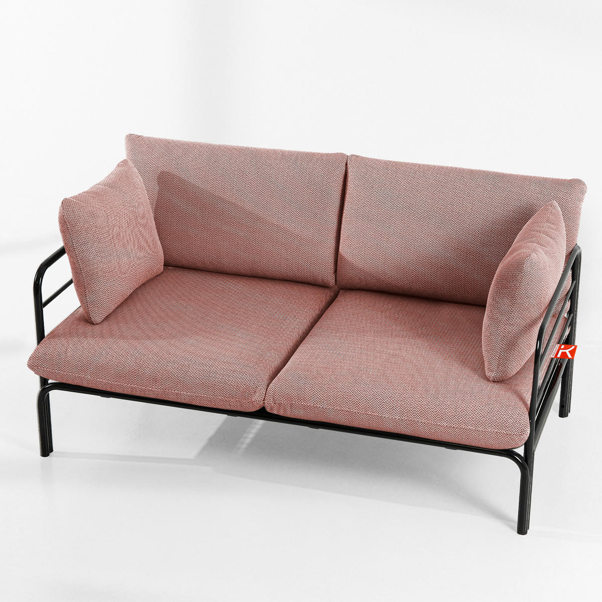 GARTENSOFA RAMBE 2-Personen mit Kissen, Anthrazit - Anthrazit/Rot, Textil/Metall (150/80/80cm) - KONSIMO®