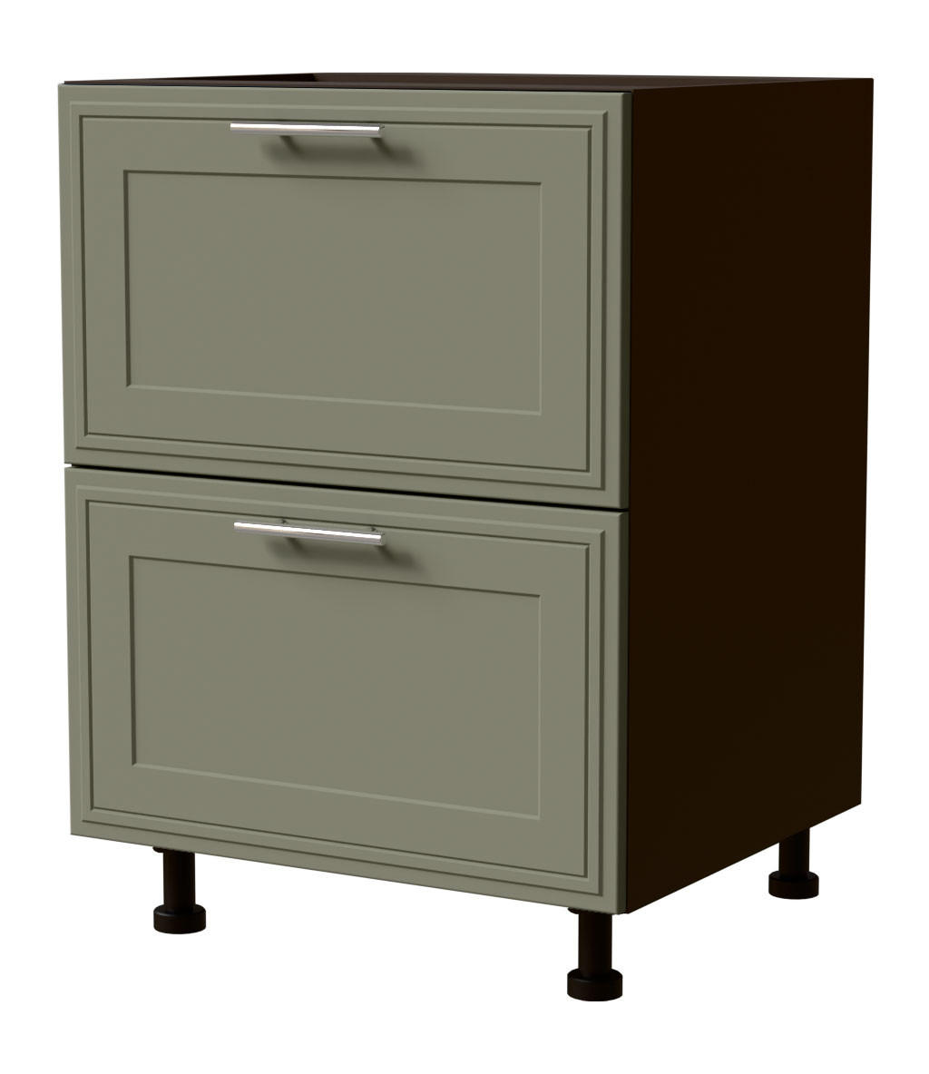 SCHUBLADENUNTERSCHRANK Salo D2/60 Lava / Reed Green Matt 60 / 50 / 82cm - HETTICH Vollauszug - Dunkelgrau/Grün, Holz/Holzwerkstoff (60/82/50cm) - Feldmann-Wohnen