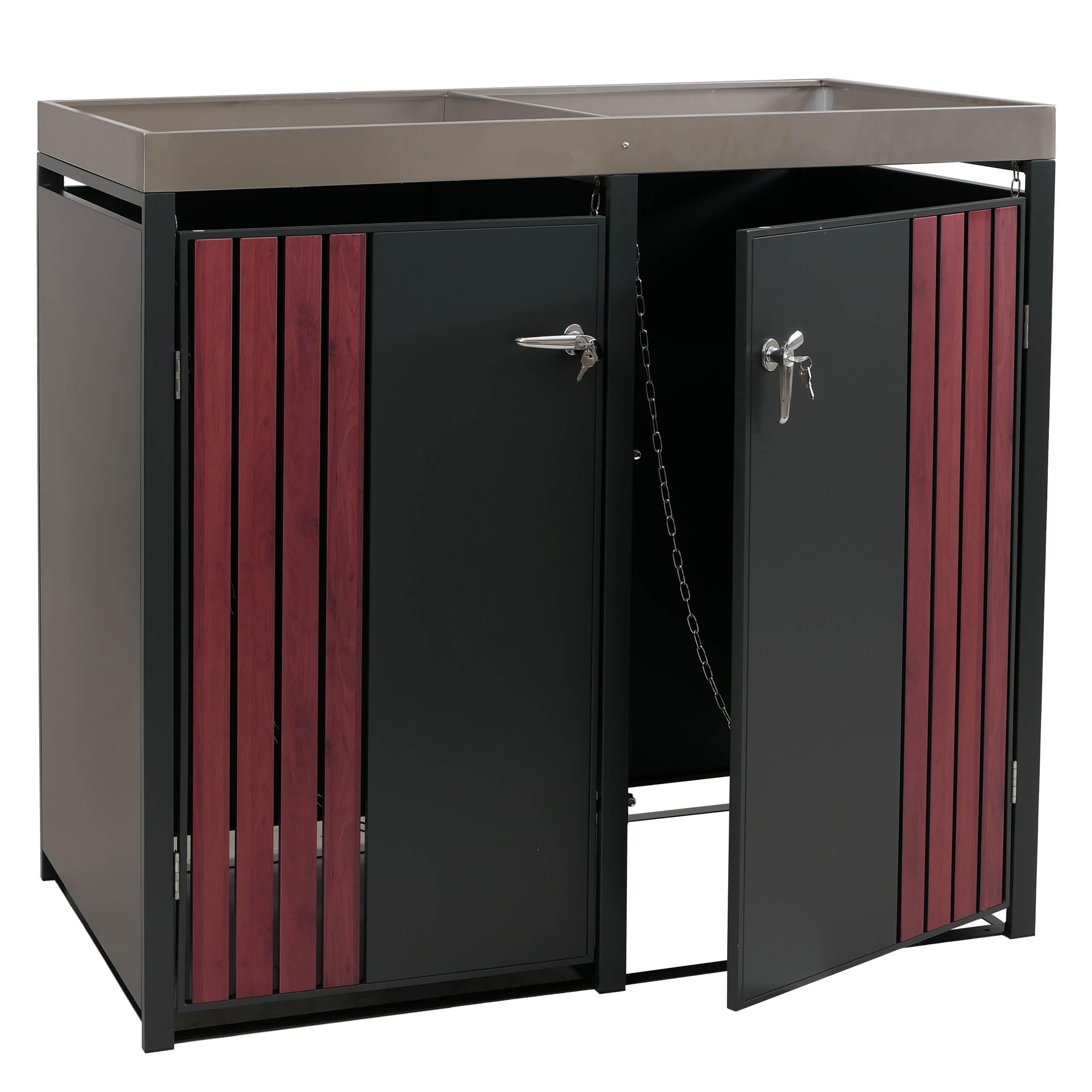 2ER-MÜLLTONNENVERKLEIDUNG Anthrazit, Dunkelbraun - Anthrazit/Dunkelbraun, Metall (132/125/84cm) - MCW