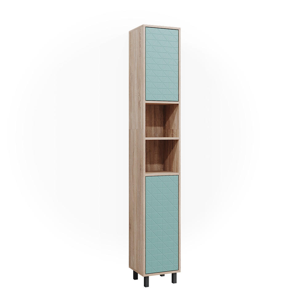 BADSCHRANK Agasta Mintgrün 30 x 190.3 cm - Mintgrün/Sonoma Eiche, Holzwerkstoff (30/190.3/28cm) - Vicco
