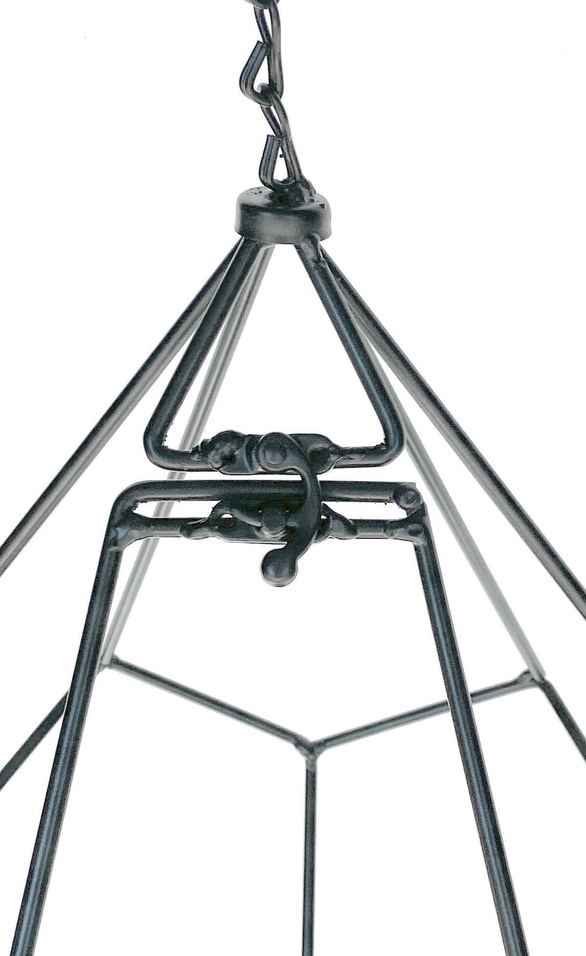 BLUMENAMPEL Innen Metall Wand 64 cm 96075 S mit Tür 6 Ecken - Schwarz, Metall (29/64/29cm) - DanDiBo