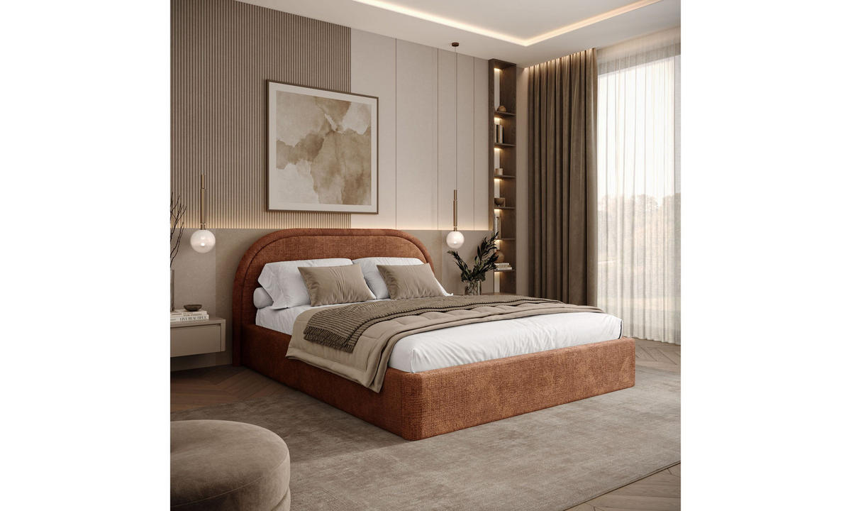 POLSTERBETT OLIVIA 140x200 cm Crem 52 34 Holzlatten - Kupferfarben, Textil (140/200cm) - Lookway