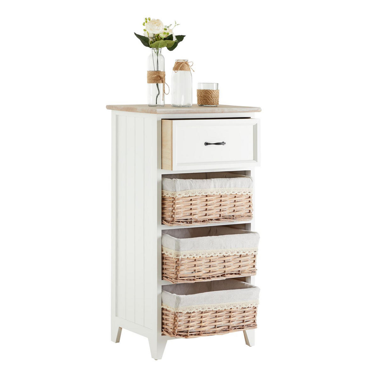 KOMMODE PROVENCE - Weiß, Holz (42/80/31cm) - CARO-Möbel