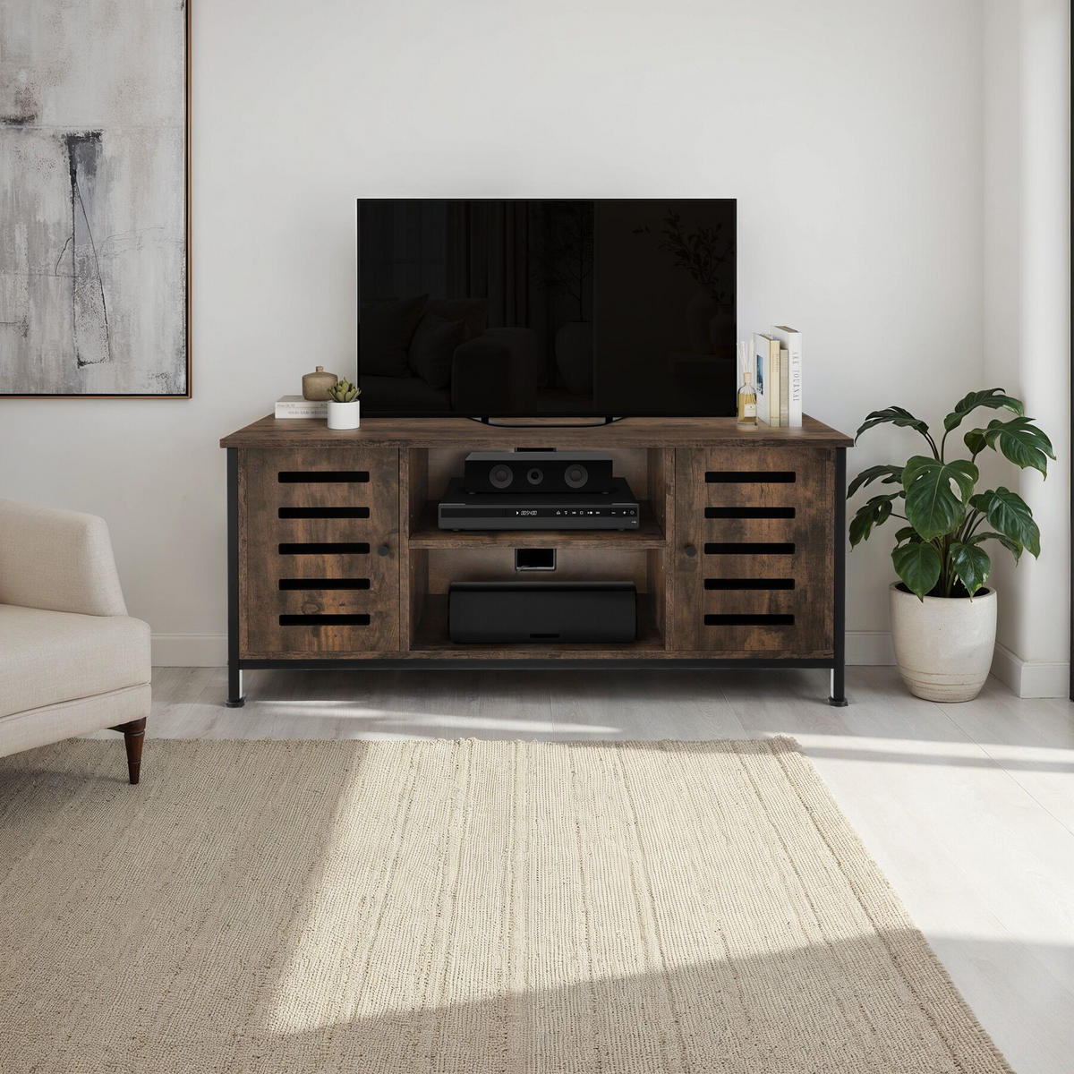 TV-BOARD Carlow,110 x 41,5 x 50,5 cm,Industrial Holz dunkel, rustikal - Rostfarben, Holzwerkstoff (41.5/50.5/110cm) - tectake
