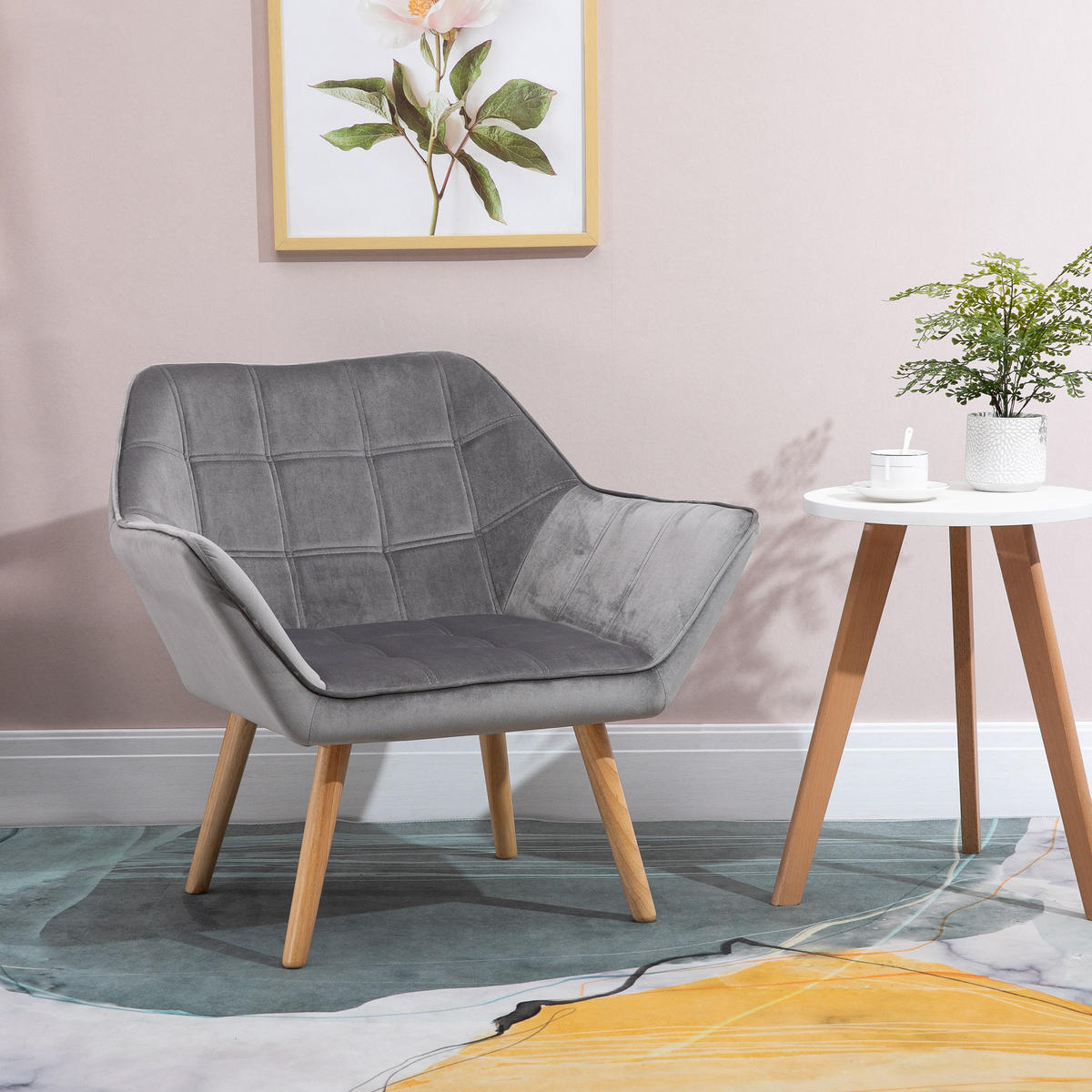 EINZELSESSEL, Relaxsessel, Sessel, Grau - Grau, Kunststoff (62/72.5/64cm) - HOMCOM