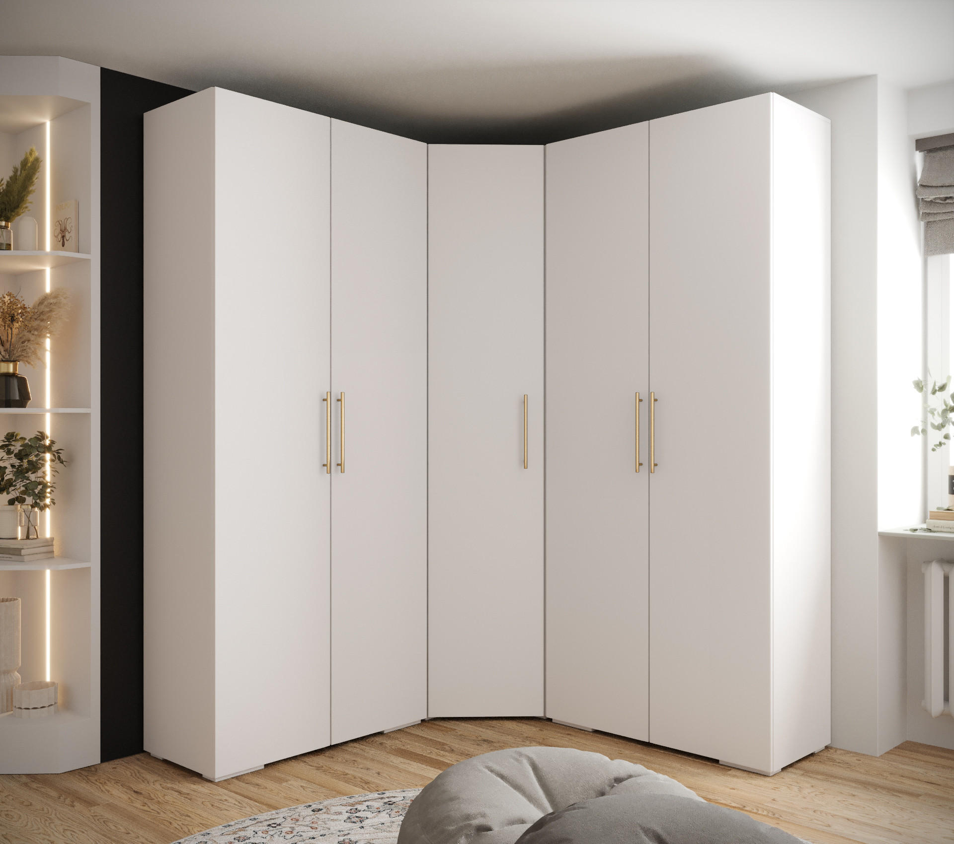 GARDEROBEN-SET 236,7/181,7/47 - Goldfarben/Schwarz, Holz/Kunststoff (181.7/236.7/47cm) - Abiks Möbel