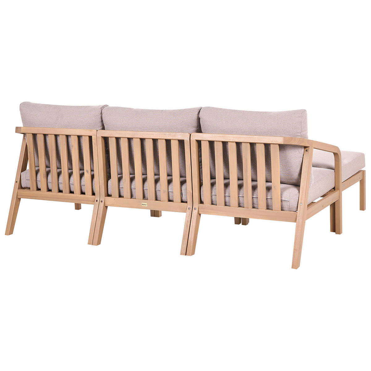 GARTENSOFA Set 3-Sitzer mit Ottomane Akazienholz Hellbraun Rivello - Hellbraun/Beige, Holz (198/84/66cm) - Beliani