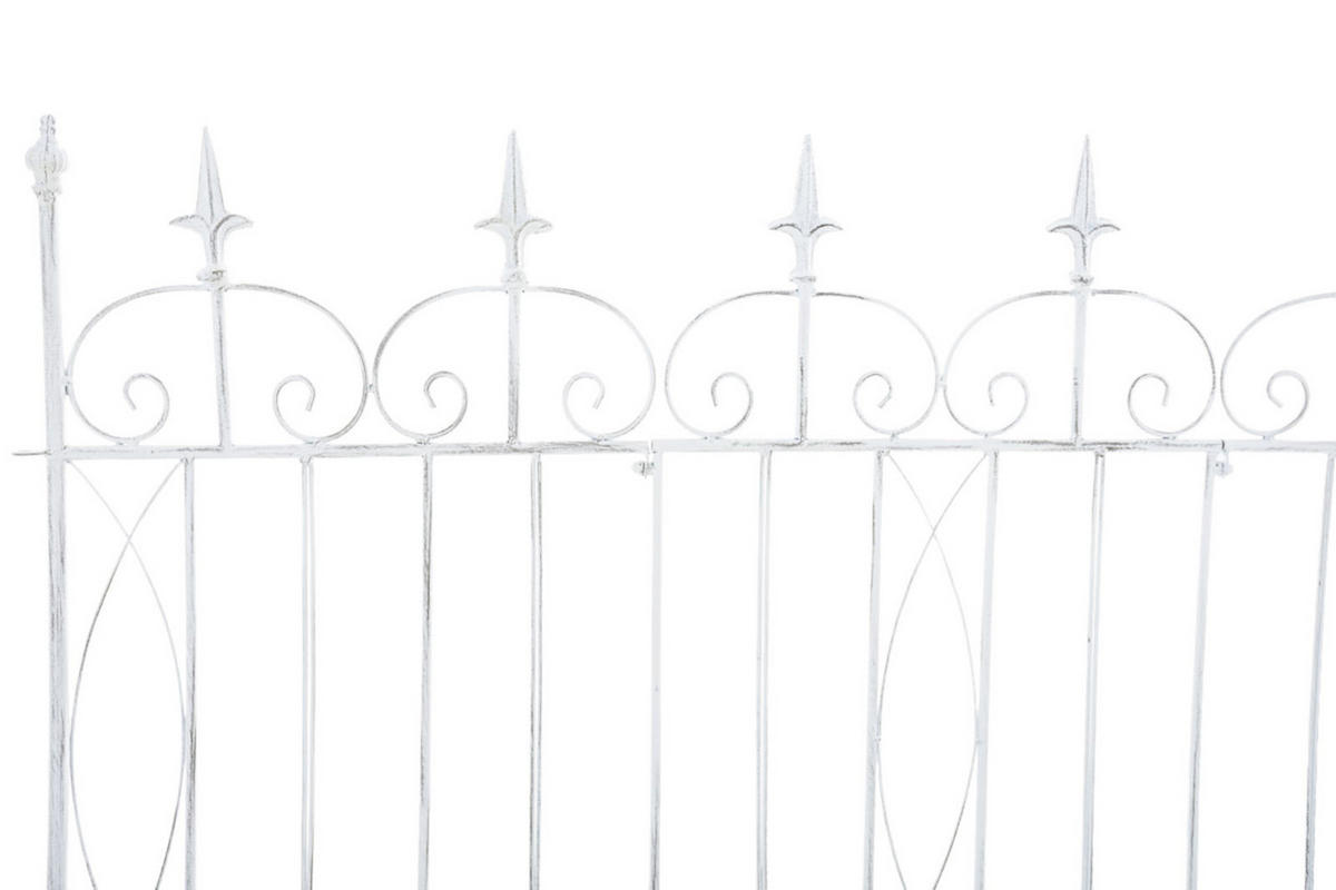 GARTENZAUN 4er Set Metall antik weiß - Weiß/Grau, Metall (124/116cm) - CLP