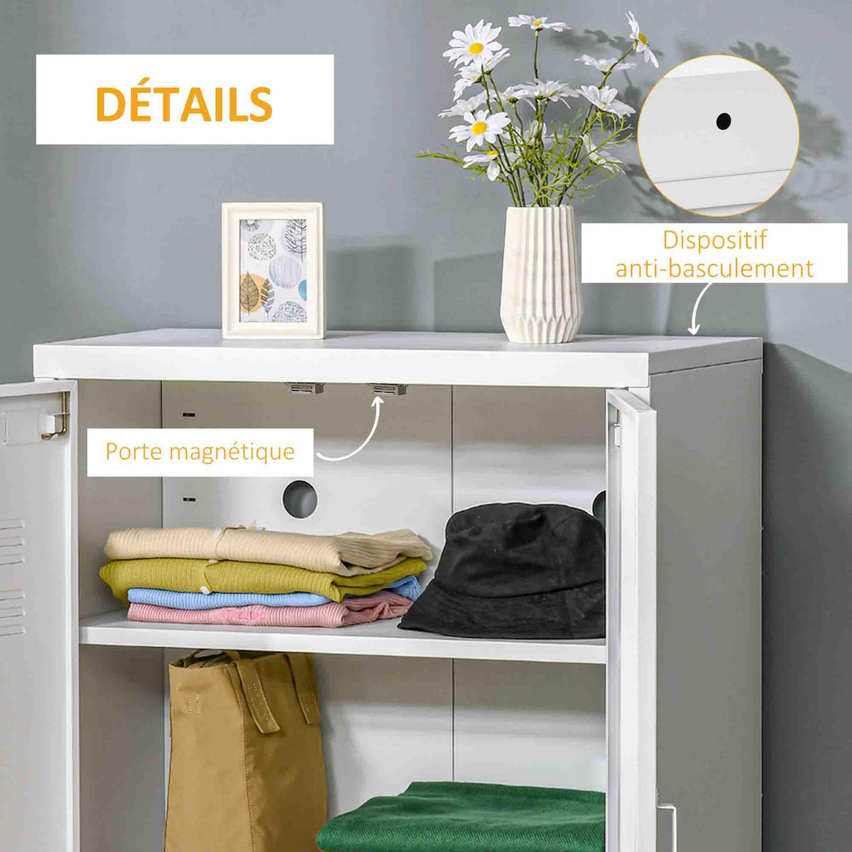 AKTENSCHRANK DE-14482 2 Türen mit verstellbaren Böden Weiß - Weiß, Metall (33/110/75cm) - ComfortXL